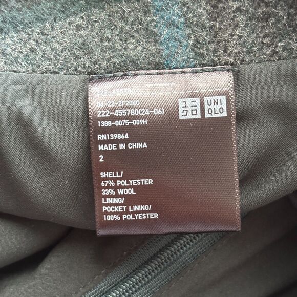 Uniqlo Wool Blend Mini Skirt Preppy Schoolgirl Grunge Goth Grey Plaid Sz 2 G351 - Picture 7 of 9